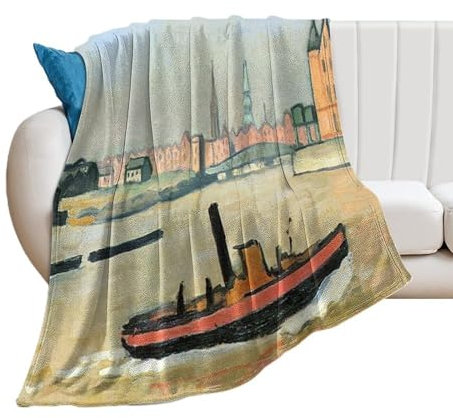 Moderne Fauvismus-Maler, Albert Marquet Port Hamburg, Poster, Flanelldecke für Couch, Sofa, Fleece-Überwurf, Decken, 300 g/m², Schlafzimmer, Dekoration, für alle Jahreszeiten, 76,2 x 101,6 cm