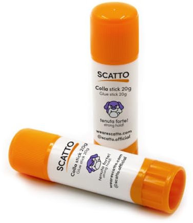SCATTO ENERGIA CREATIVA | Set 24 Colle Stick Lavabili da 20 g – Tappo a Vite – Colla Trasparente per Scuola e Ufficio – Non Macchia – Ideale per Carta, Cartoncino e Progetti Creativi