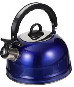 Tetera Silbante de Acero Inoxidable de 3 L para Hogar Azul | Compatible Gas E Inducción, Asa Cómoda y Capacidad de 3 L, 1 Pieza Estilo Aleatorio