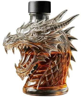 Acadeur Di Vetro - Teschio, Contenitore Di Alcol Di Novità | Bottiglia Spirituale Soffiata A Mano, Caraffa Vino Vintage Elegante, Display Bar Creativo Collezione, Server Per Celebrazione M