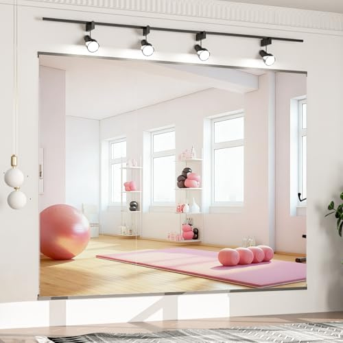 Elemango Home Gym Spiegel, 143.5x60cmx3PCS, gehärtetes Glas Rahmenlos, große Yoga Spiegel, Wand-Tanz, geeignet für Gym, Yoga, Studio, Wohnzimmer