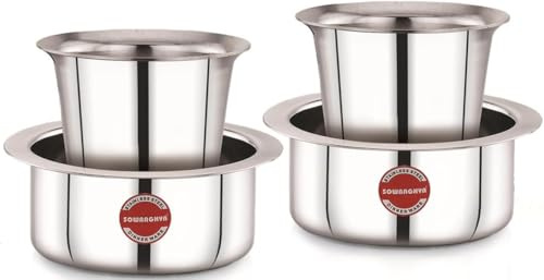 Stainless Steel Dabara Set | South Indian Coffee Glass Tumbler | Tea, Coffee Dabara Set of 2 (120 ML Capacity, Large)
