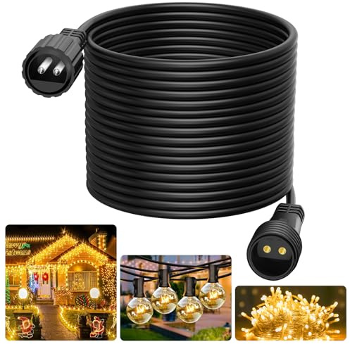 Catena luminosa da 10 m, 2 poli, cavo di prolunga per esterni, IP65, impermeabile, per luci a sfera, luci di Natale, luci di rete, luci a energia solare