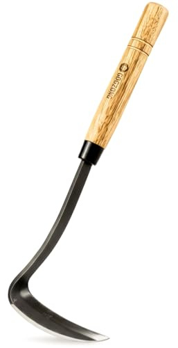 GOGZONG Japanese Hand Hoe – Japanese Weeding Tool with Rust-Proof Steel Blade & Maple Wood Handle | Razor Hoe Weeding Tool for Patio, Block Paving & Tight Gaps – 33cm”
