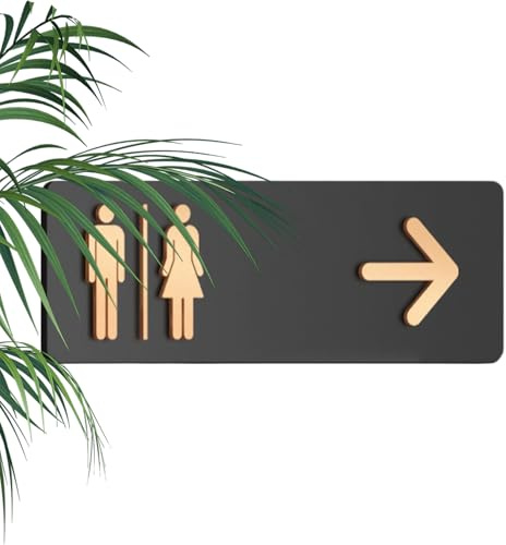 Richtungs-WC Schild – Acryl-Toilettenzeichen Für Damen & Herren Mit Pfeilen Links/Rechts | Selbstklebendes Wandschild 30x10 Cm Für Gewerbe, Büros & Veranstaltungsorte