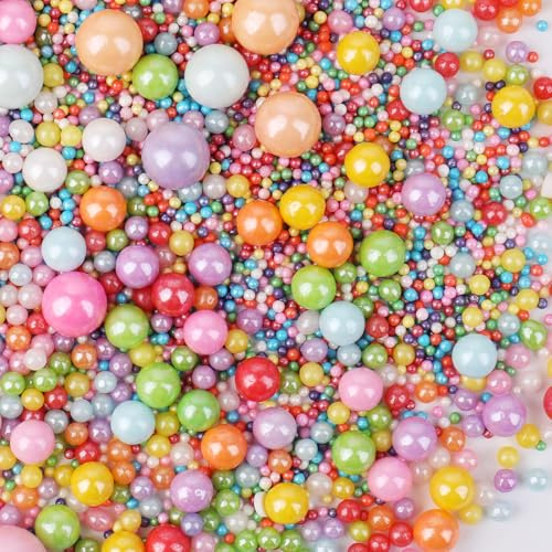 Essbare Bunt Zuckerperlen-Streusel (130g) - Größenmix Bunt Perlen | Für professionelle Tortendeko, Cupcakes & Kekse - Ideal für Hochzeiten, Geburtstage Party, Ostern, und Weihnachten