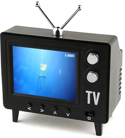 Mini TV retro, pequeño televisor vintage portátil de 2, 4 pulgadas con almacenamiento de 8 GB, pantalla Ips HD y batería de 1500 mah para escenas en miniatura de casas de muñecas, negro, mini retro, d