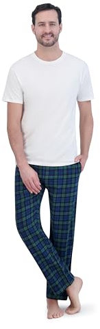 Hanes Herren Ultimate Flanellhose Pyjamahose, Grünes Plaid, Small