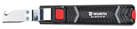 Würth AM 280 Coltello spelafili con lama a uncino, spessore cavo 8 - 28 mm, con Lama di ricambio inclusa nel manico