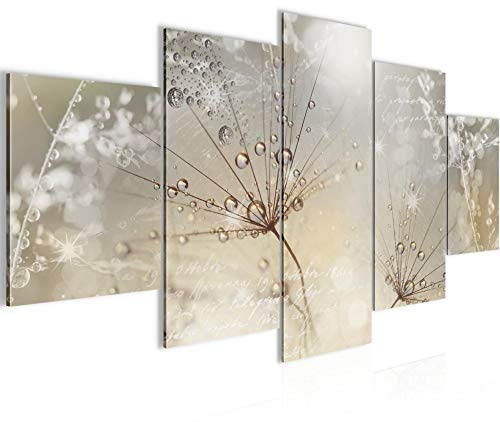 Runa Art - Bilder Pusteblume 200 x 100 cm 5 Teilig XXL Wanddekoration Design Beige Braun 205551a