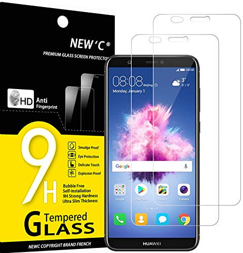 NEW'C 2 Pezzi, Vetro Temperato per Huawei P Smart, Pellicola Prottetiva Anti Graffio, Anti-Impronte, Senza Bolle, Durezza 9H, 0,33mm Ultra Trasparente, Ultra Resistente