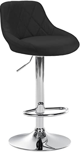 CLP Barhocker Lazio Mit Stoffbezug I Drehbarer Thekenhocker Mit Fußstütze I Höhenverstellbarer Barstuhl Mit Trompetenfuß, Farbe:schwarz, Gestell Farbe:Chrom