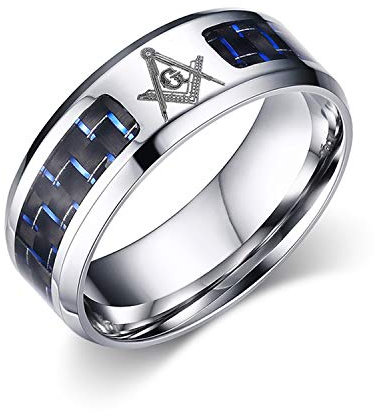 OIDEA Herren Freimaurer Ring Bandring: Vintage Edelstahl Biker Band Ring Ehering Verlobungsring Silber Wikinger Schmuck Geschenk für Männer Vater Freund Größe 54