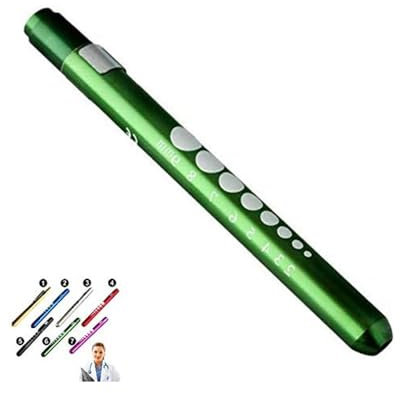 Mini linterna de linterna supertool de diagnóstico médico, mini linterna LED reutilizable linterna para el hogar al aire libre médico EMT emergencia (verde, 1 paquete)
