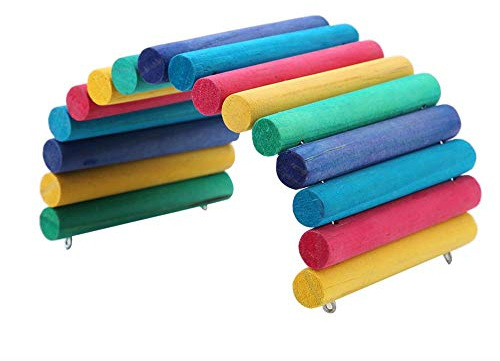 Wooden Ladder Hamster Chew Bridge, Durable Toy for Small Pets, Natural Reptile Hiding House Fence for Lizards Tortoises Hedgehogs and Rodents