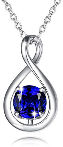 FANCIME 925 Sterling Silber Halskette Damen Infinity Anhänger September Geburtsstein Kette Saphir Geburtsstein Valentinstag Jahrestag Geburtstag Weihnachten Schmuck Geschenk für Mutter Frauen