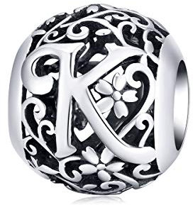 Qings Charm Buchstabe Silber - Buchstabe Initiale, Bead Charms Buchstaben Silber 925, Charm Buchstabe K