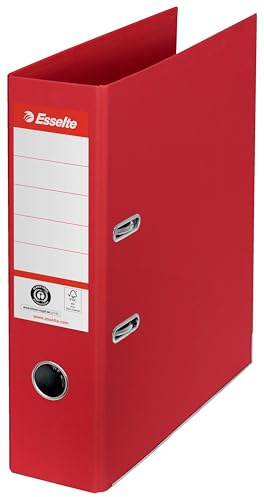 Esselte No.1 Ordner, 500 DIN A4 Blatt (80 g/m²), Aktenordner 75 mm Rückenbreite, 100 % recycelbar, rot, 627568