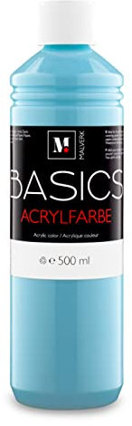 Malverk Basics® - je 500ml hochwertige Acrylfarbe | Malfarbe | Made in France | auch geeignet für Acryl Pouring | schnell trocknend | wasserfest und lichtecht | auf Wasserbasis | Pastell Blau