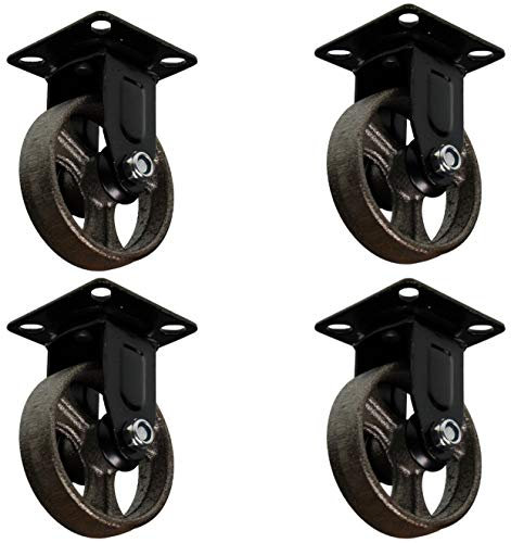 4 x Möbelrolle vintage Look Loft mit Speichen Gusseisen Transportrolle…