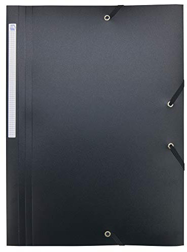 Waytex Elastikmappe, 3 Klappen, Polypropylen, 4,5/10, weich und blickdicht, A4, Schwarz