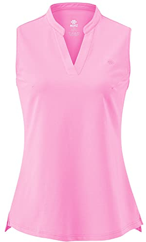 AjezMax Damen Poloshirt Ärmelloses Golf Shirt V-Ausschnitt Oberteile Sports Training Tank Top mit Kragen
