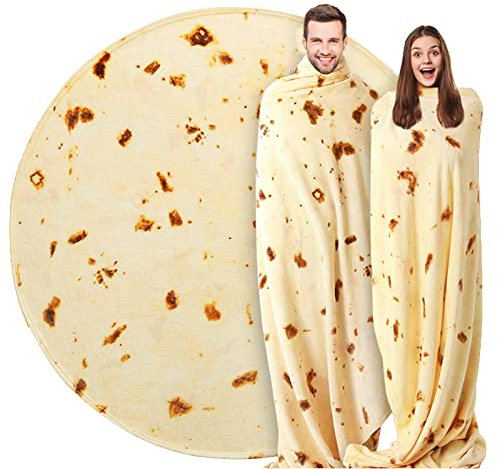 Burrito Tortilla-Decke, doppelseitig, 180.3 cm, für Erwachsene und Kinder, 280 g/m², gemütlicher Flanellstoff, Taco-Decke, riesige Lebensmittel-Überwurfdecke für Bett, Reisen, Picknick und Strand