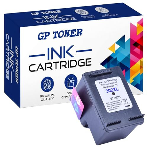 GP TONER Druckerpatronen Ersatz für HP 302 302XL Tintenpatronen für HP OfficeJet 3831 5230 5220 3833 4650 3830 DeskJet 3630 3636 1110 2130 Envy 4525 4520 4524 (302XL Schwarz)