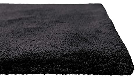 Homie Living Teppich - Läufer, kuschelig weich und sehr flauschig, Hochflor, Shaggy bestens geeignet für Wohnzimmer, Flur, Schlafzimmer, Kinderzimmer I Pisa I (70 x 140 cm, Schwarz)