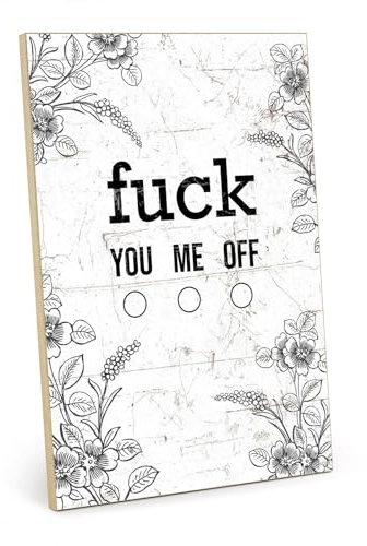 TypeStoff Holzschild mit Spruch – f*ck you – im Vintage-Look mit Zitat als Geschenk und Dekoration zum Thema Lustig - HS-01032
