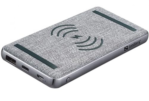 Sandberg Powerbank 1000 PD 20w + Wireless | Qi-kompatibel | Schnellladetechnologie mit PD 20W | 10000 mAh | 15W Wireless Powerbank | Duales Laden | USB-C USB-A | Tragbares mobiles Ladegerät für Handy