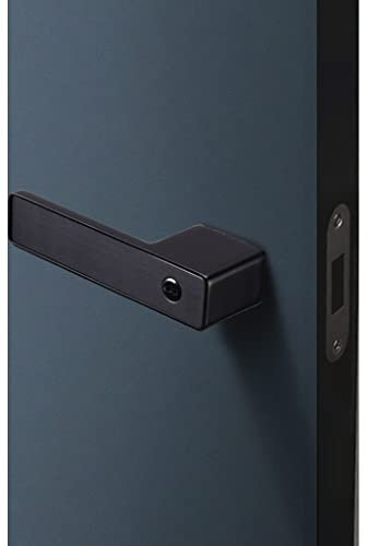 Door handles bedroom Indoor simple one-word door lock, Magnetic mute universal handle with key, Applicable door thickness 35-55mm (Color : Black, Size : 16cm)