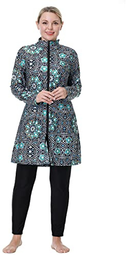 ShuoBeiter Muslimischer Badeanzug für Frauen Plus Size Burkini Modest Islamic Swimwear Full Cover Hijab Top Pants Fat Badeanzug