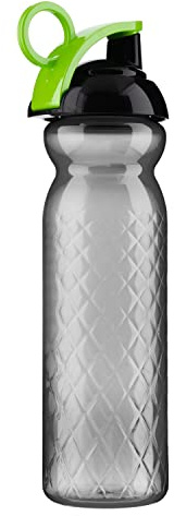 Homeshopa Sports Water Bottle, 680ml Non-Toxic BPA Free Flip Top Lid Plastic Bottle, Durable Leak Proof Drinking Bottle For Running, Gym, Fitness, Yoga, Outdoors and Camping (Green Ring Clip)