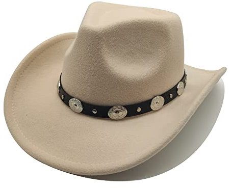 Willheoy Sombrero de Vaquero para Mujer Hombre Sombrero de Cowboy Unisex Adulto Carnaval Halloween y Cosplay (Beige)