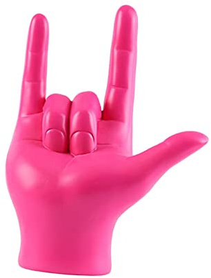Fenteer Moderne Love You Finger Geste Statue Figur Rock Hand Skulptur Musik Geste Figur Sammlerstück für Schrank Desktop Decor Geschenk Ornament, ROSA