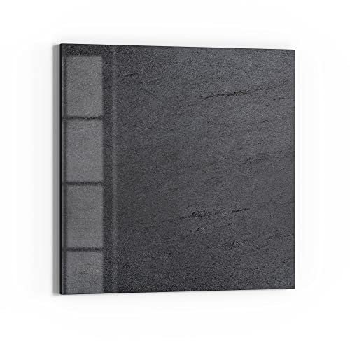 DEQORI Glas-Magnettafel | 50x50 cm groß | Motiv Schiefertafel Stein-Optik | Memo-Board aus Glas | Magnetboard inkl. Magnete, Stift & Tuch für Küche & Büro | Tafel magnetisch & beschreibbar