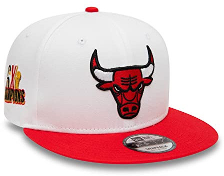New Era Chicago Bulls NBA Weiß rot Basketball Fankappe gerade Schirm 9Fifty Snapback Cap - M - L