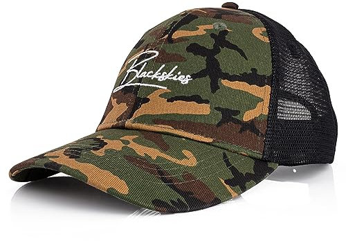 Blackskies® Tango Trucker Cap | Herren Damen Schirm Premium Snapback Trucker Mütze Military Camouflage Basecap Kappe Grün Cap - Männer Frauen Unisex Streetwear Outdoor Sommer Freizeit