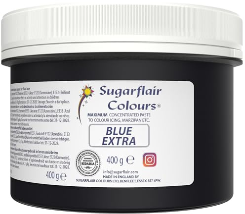 Sugarflair Blue Extra Food Colouring Paste, Maximum Concentrated Food Colouring for Buttercream, Sugar Paste, Royal Icing, Cake Mixes and More! Vibrant Colour Food Dye - 400g