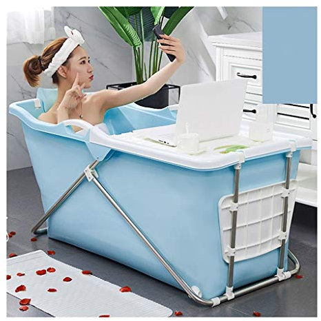 Tragbare Badewanne für Erwachsene, Ganzkörper-Badewanne, zusammenklappbar, Badewanne, Fass, tragbar, für Erwachsene, Duscheimer, 124 cm, Haushalt, dickerer Kunststoff, stabil, einfacher Abfluss mit Is