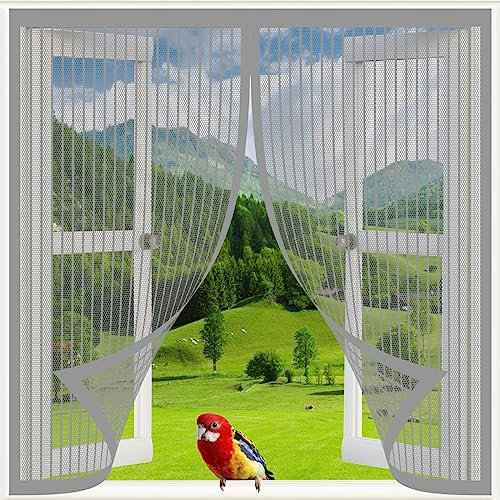 Zanzariera Per Finestra Grande 75 x 160 cm Rete Anti Zanzare, Zanzariere Magnetiche balcone Chiusura Automatica Protezione Insetti per Tutti Porte Finestre, Grigio