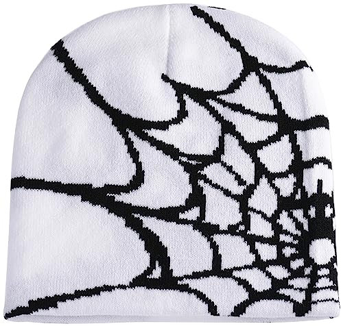 XYIYI Y5K Gothic Spider Muster Strickmütze Damen Slouchy Gestrickt Beanie Herren Winter Warm Skull Cap