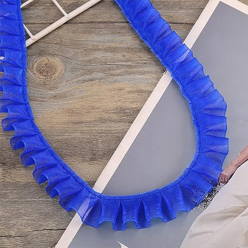 Wambere 5 Yards 2.5 cm Spitzenband Gerafftes Rüschen Spitzenborte Elastisches Stoff Spitzenbesatz,Vintage Spitze-Borten Deko,für DIY Nähen Handwerk Hochzeit Deko Scrapbooking Geschenkverpackung,Blau