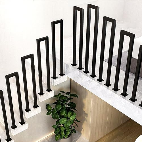 Ringhiera per Scale Interne, Corrimano per Scale a Forma di U Ferro, Parapetto Scala Interna, Passamano per Scale Forma di U per Ville Ingresso Terrazza Corridoi (Nero, 90cm)