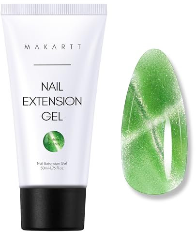 Makartt Cat Eye Poly Nail Gel, Nail Extension Gel 50ML, Builder Gel Nail Extension White Pink Nude Clear Rosy Gel for Technician Starter DIY Salon Design