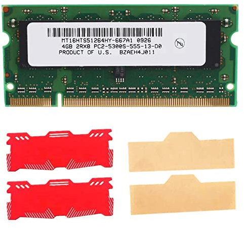 Bumdenuu Memoria RAM per computer portatile DDR2 4 GB + giubbotto di raffreddamento 667 MHz PC2 5300 SODIMM 2RX8 200 Pin per memoria di computer portatile Intel per AMD