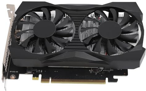 Yanmis Carte Graphique GTX 1650, 128 Bits 4 Go GDDR5 1380/7000 MHz, Carte Graphique de Jeu PCI Express 2.0, HD DP avec Deux Ventilateurs pour Windows 10 8 8.1 7