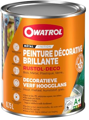 OWATROL - RUSTOL DECO BRILLANT - Peinture antirouille décorative - Gris Anthracite RAL 7016-0.75 litre