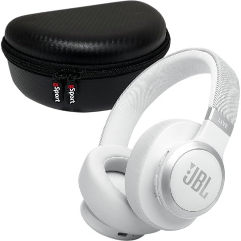 JBL Live 770NC Wireless Over Ear Noise Cancelling Headphone Bundle with gSport Case (White)